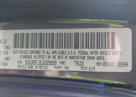 2018 Ram 2500 Laramie 4X4 6'4 Box z USA, uszkodzony, nr VIN 3C6UR5FJ9JG329269